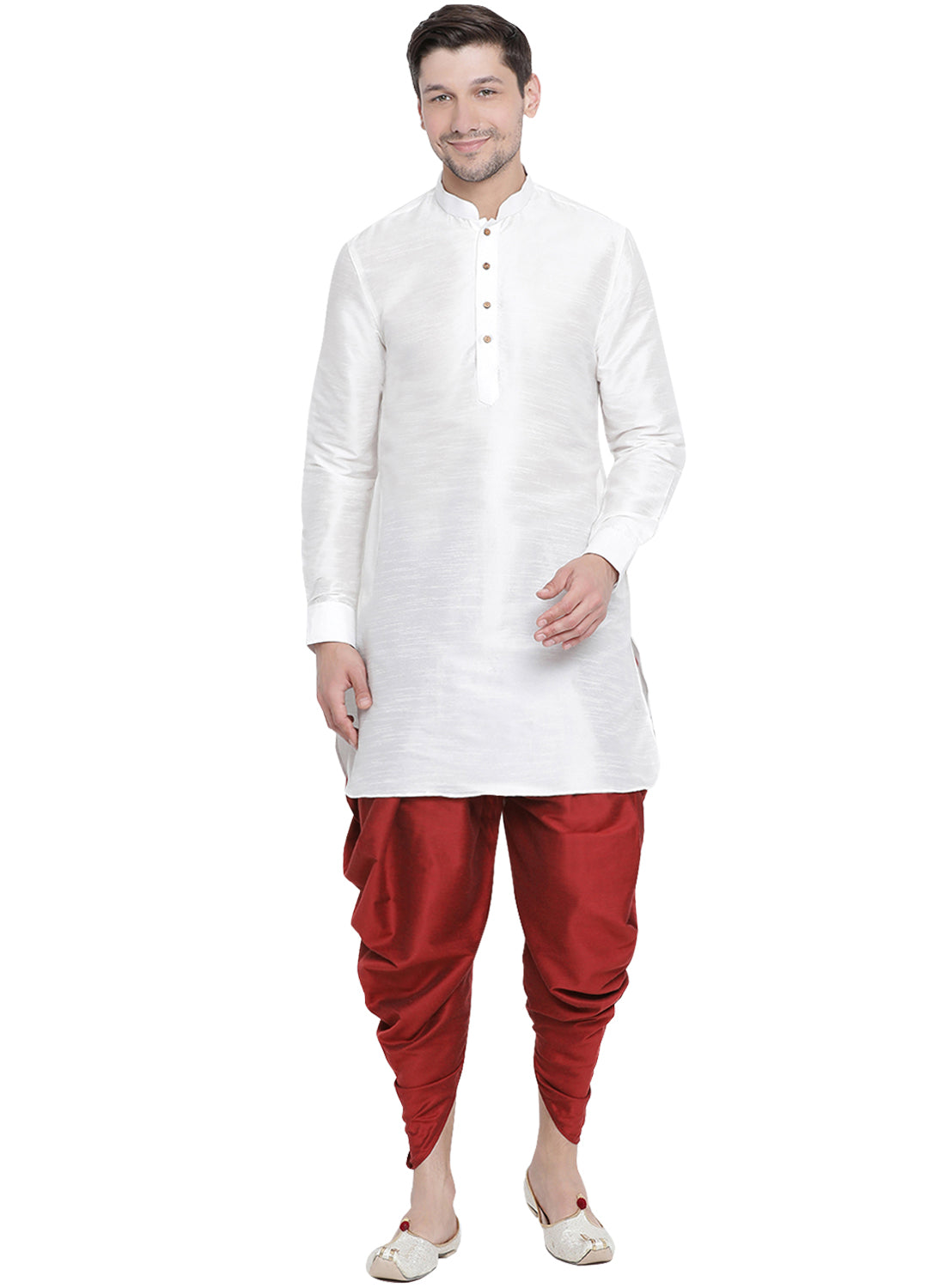 Vastramay Men's Maroon Cotton Blend Dhoti - Distacart