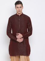 Thumbnail for VM by Vastramay Men's Burgandy Silk Blend U Kurta - Distacart