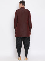 Thumbnail for VM by Vastramay Men's Wine Silk Blend Kurta And Dhoti Set - Distacart