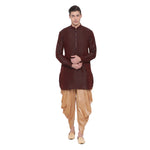 Thumbnail for VM by Vastramay Men's Wine Silk Blend Kurta And Dhoti Set - Distacart