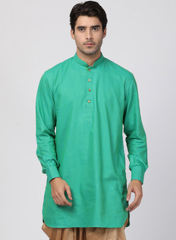 Vastramay Men's Green Cotton Blend Kurta - Distacart