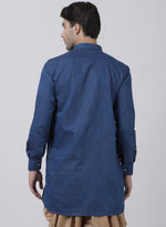 Thumbnail for Vastramay Men's Dark Blue Cotton Blend Kurta - Distacart
