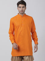Thumbnail for Vastramay Men's Orange Cotton Blend Kurta - Distacart
