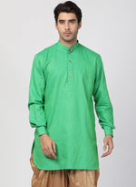 Thumbnail for Vastramay Men's Green Cotton Blend Kurta - Distacart