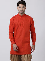 Thumbnail for Vastramay Men's Red Cotton Blend Kurta - Distacart