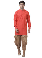 Thumbnail for Vastramay Men's Orange Cotton Blend Kurta and Dhoti Set - Distacart