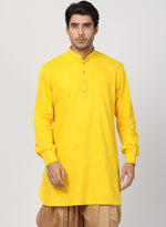 Thumbnail for Vastramay Men's Yellow Cotton Blend Kurta - Distacart