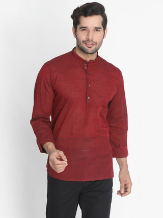 Vastramay Men's Maroon Pure cotton Kurta - Distacart