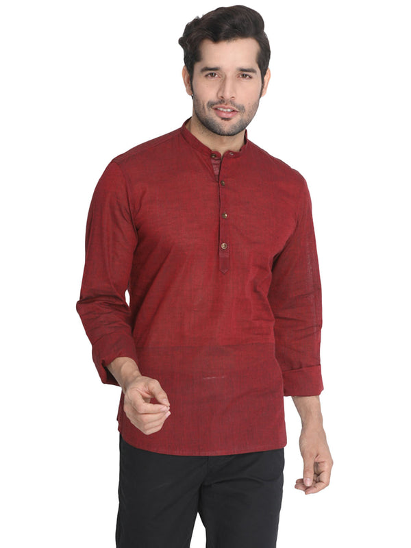Vastramay Men's Maroon Pure cotton Kurta - Distacart