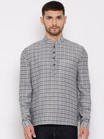 Thumbnail for Vastramay Men's Grey Cotton Blend Short Kurta - Distacart