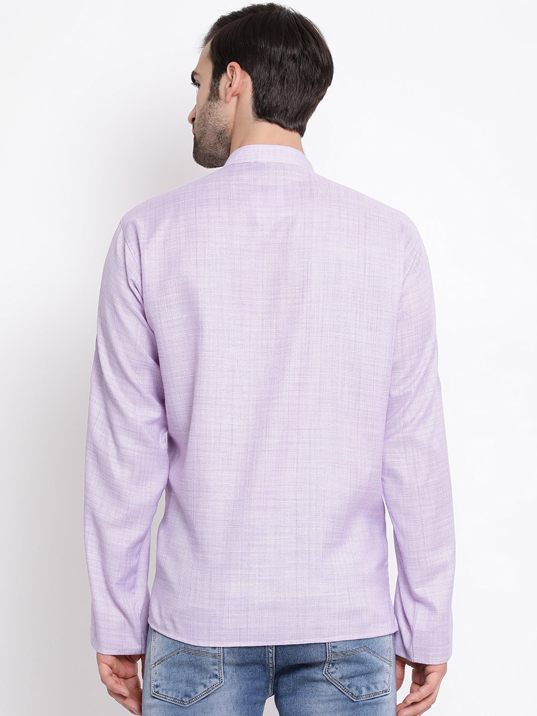 Vastramay Men's Purple Cotton Blend Short Kurta - Distacart