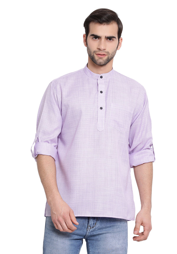 Vastramay Men's Purple Cotton Blend Short Kurta - Distacart