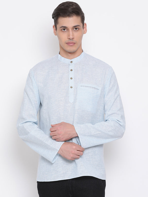 Vastramay Men's Blue Cotton Blend Short Kurta - Distacart