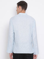 Thumbnail for Vastramay Men's Blue Cotton Blend Short Kurta - Distacart