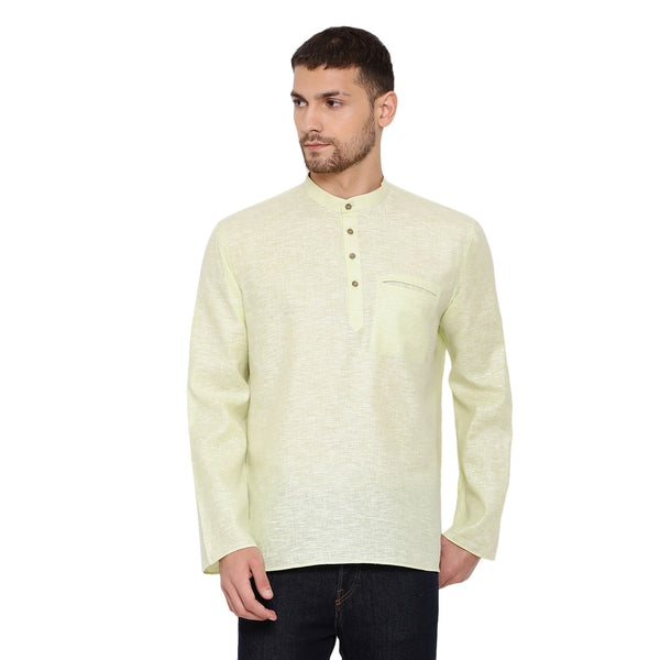 Vastramay Men's Green Cotton Blend Short Kurta - Distacart