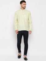 Thumbnail for Vastramay Men's Green Cotton Blend Short Kurta - Distacart