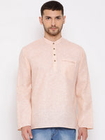 Thumbnail for Vastramay Men's Peach Cotton Blend Short Kurta - Distacart
