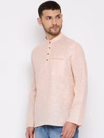 Thumbnail for Vastramay Men's Peach Cotton Blend Short Kurta - Distacart