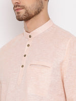 Thumbnail for Vastramay Men's Peach Cotton Blend Short Kurta - Distacart