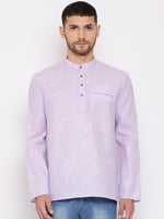 Thumbnail for Vastramay Men's Purple Cotton Blend Short Kurta - Distacart