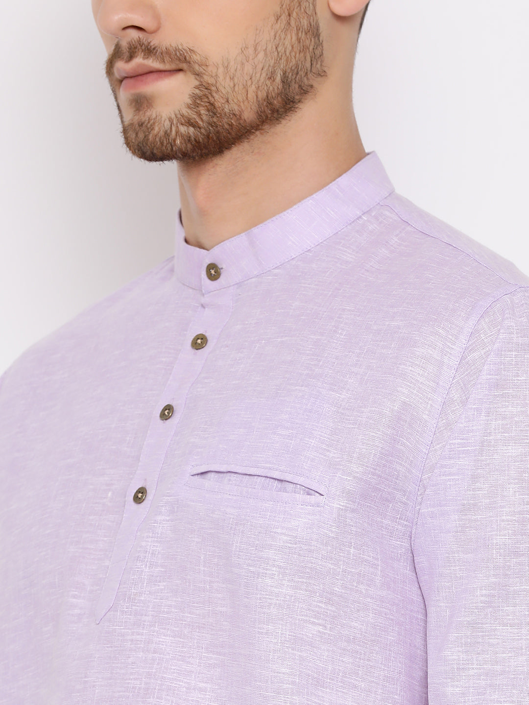 Vastramay Men's Purple Cotton Blend Short Kurta - Distacart