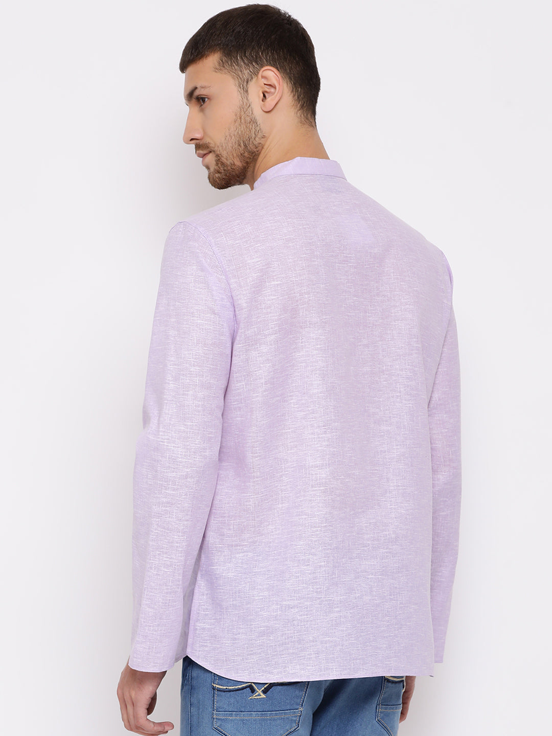 Vastramay Men's Purple Cotton Blend Short Kurta - Distacart