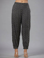 Thumbnail for Juniper Women Black Rayon Slub Printed with Embroidered Kurta and Pants Set - Distacart