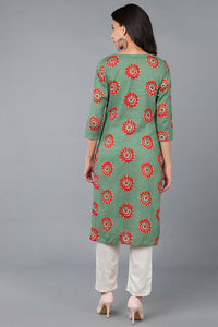 Thumbnail for Women's Cotton Fabric Rama Green Color Fancy Daily Wear Kurti - Rasiya - Distacart