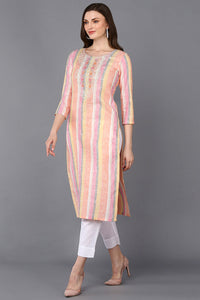 Thumbnail for Women's Cotton Multicolored Striped Straight Kurta - Rasiya - Distacart