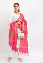 Thumbnail for Mominos Fashion Moeza Women's Banarsi Silk Floral Woven Design Pink Dupatta - Distacart
