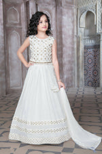 Thumbnail for Kids Wedding Designer Grey Georgette Lehenga Choli - Aaradhna - Distacart