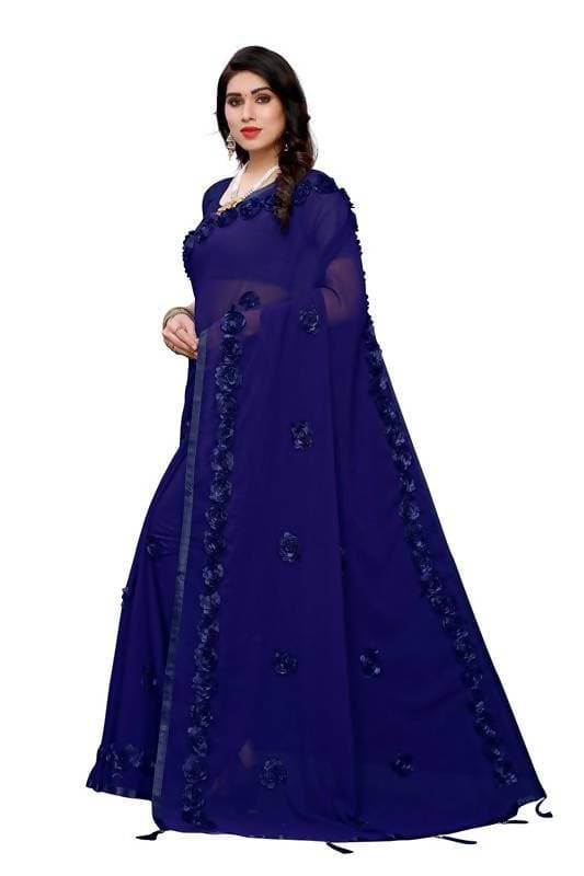 Vamika Navy Georgette Embroidery Saree (GULABO NAVY)
