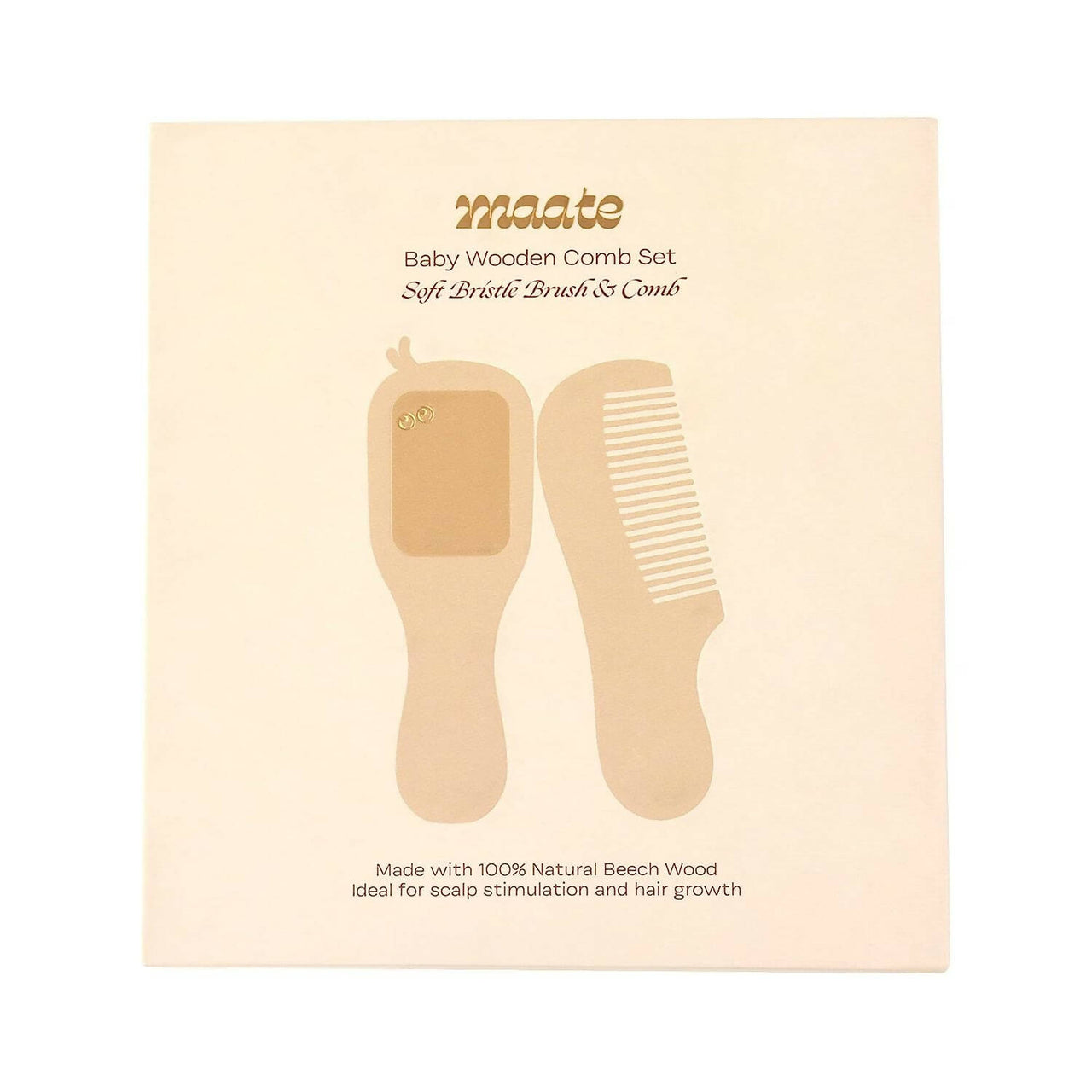 Maate Baby Wooden Comb Set | Beechwood Comb and Hair Brush - Distacart