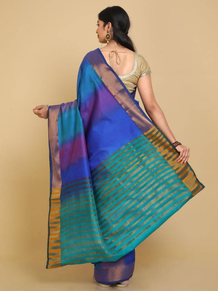 Kalamandir Ikkat Print Silk Blend Multi Color Uppada Saree