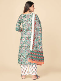 Thumbnail for NOZ2TOZ Women Aqua Green Cotton Kurta With Pant & Dupatta (3pcs Set) - Distacart