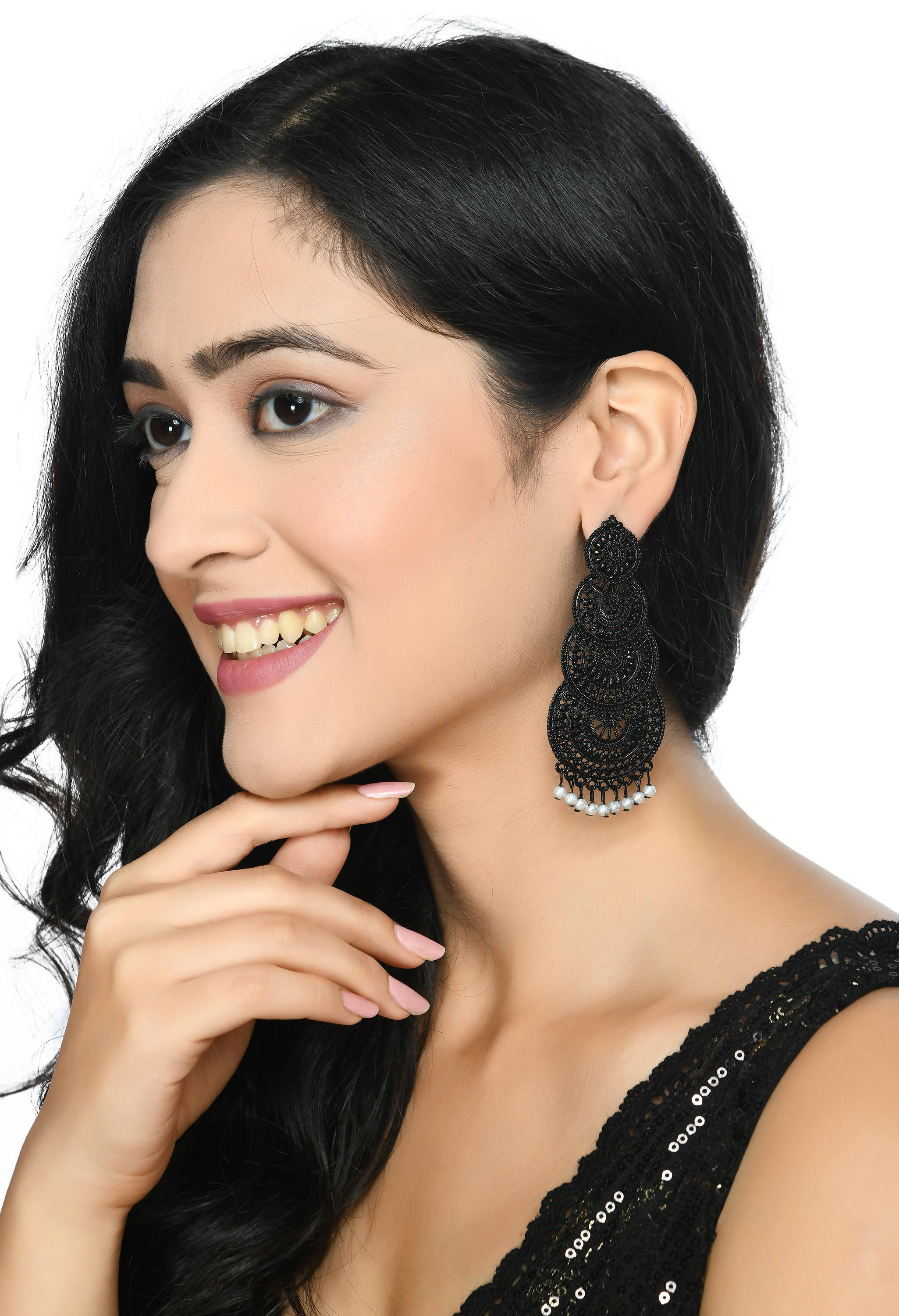 Mominos Fashion Johar Kamal Women's Latest Design Black Color Earrings - Distacart