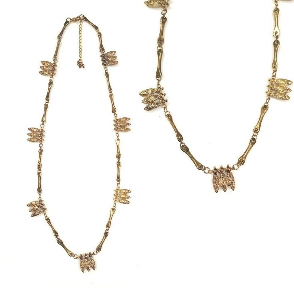 Bling Accessories Antique Brass Finish Metal Necklace