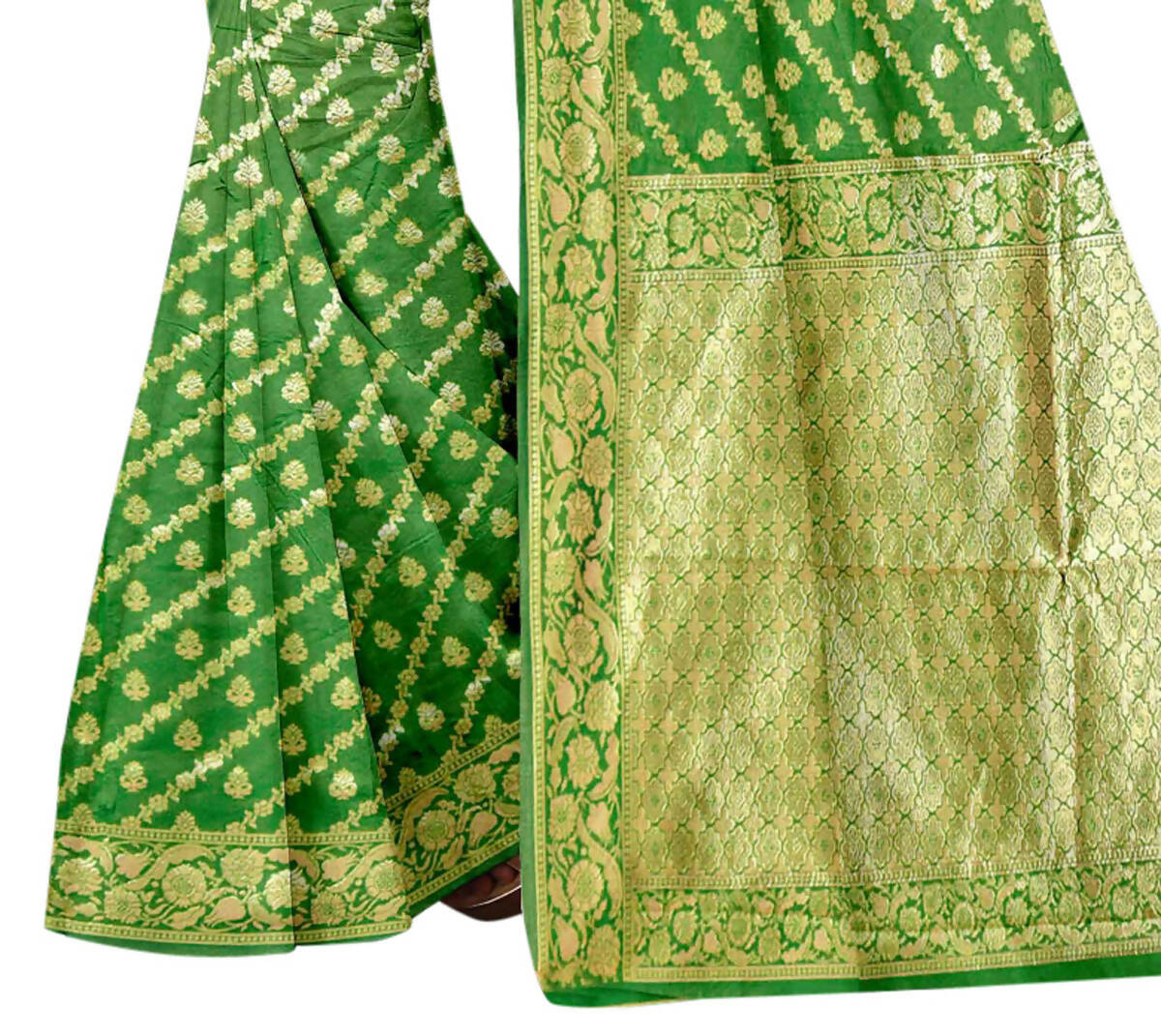 Vamika Green Weaving Banarasi Jacquard Saree - Distacart