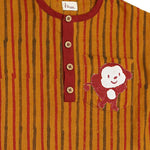 Thumbnail for Mhyssa Kong Full sleeve Orange Kurta with Maroon Shorts Set For Kids - Distacart