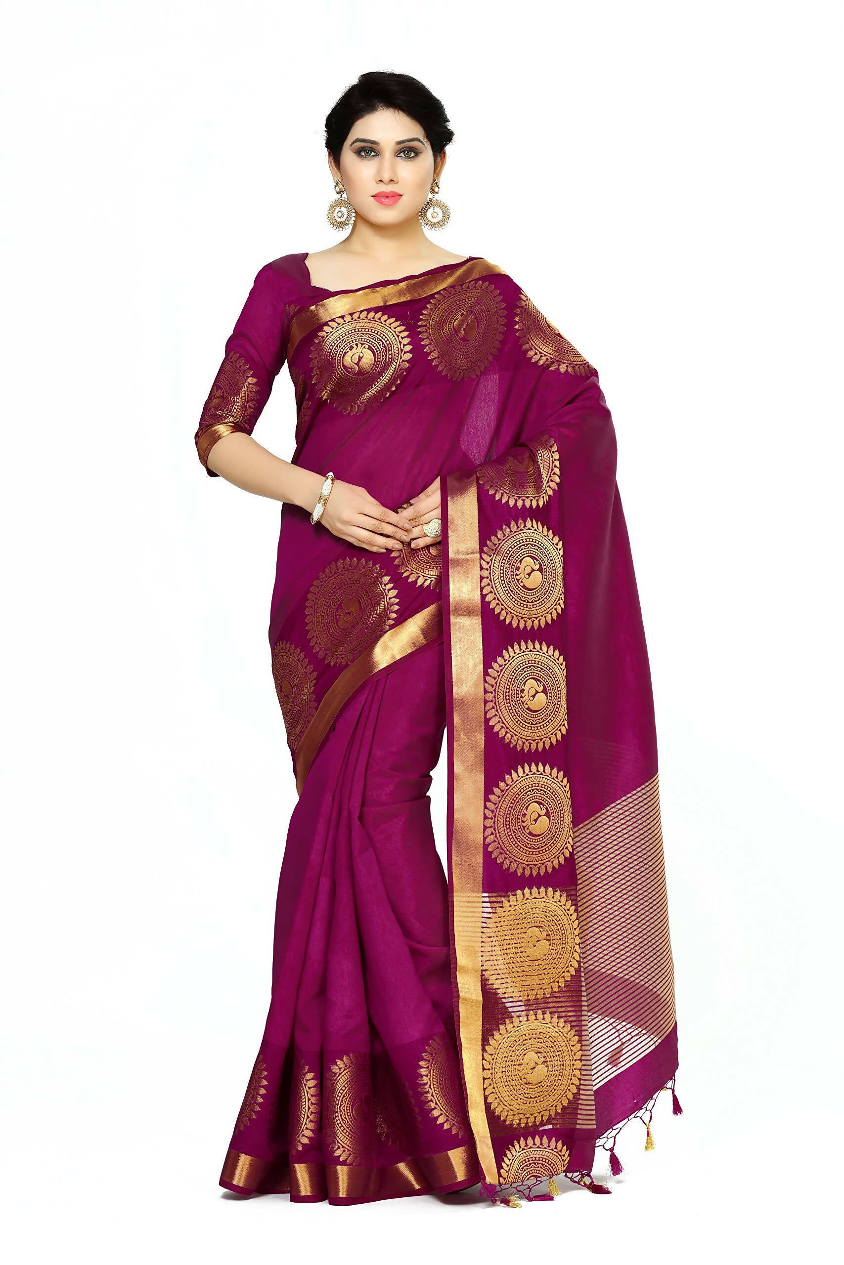 Mimosa Women's Purple Tussar Silk Banarasi Saree - Distacart