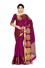 Thumbnail for Mimosa Women's Purple Tussar Silk Banarasi Saree - Distacart