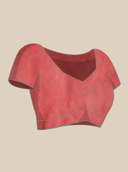 Red Organza Printed Saree With Blouse Piece - Nivaa - Distacart