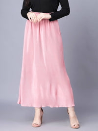 Thumbnail for Myshka Chiffon Solid Pink Women Skirt - Distacart