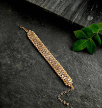 Thumbnail for Bling Accessories 4 Rows Fine Brass Metal Chain Necklace With Hand Weaved Glass Crystal