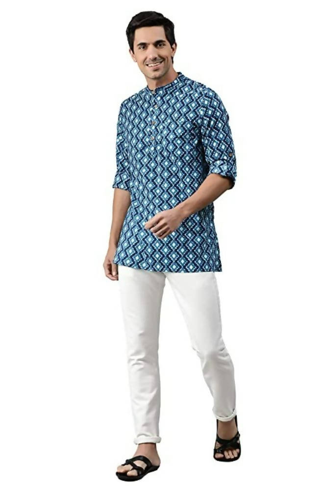 Janasya Men's Blue Cotton Kurta - Distacart