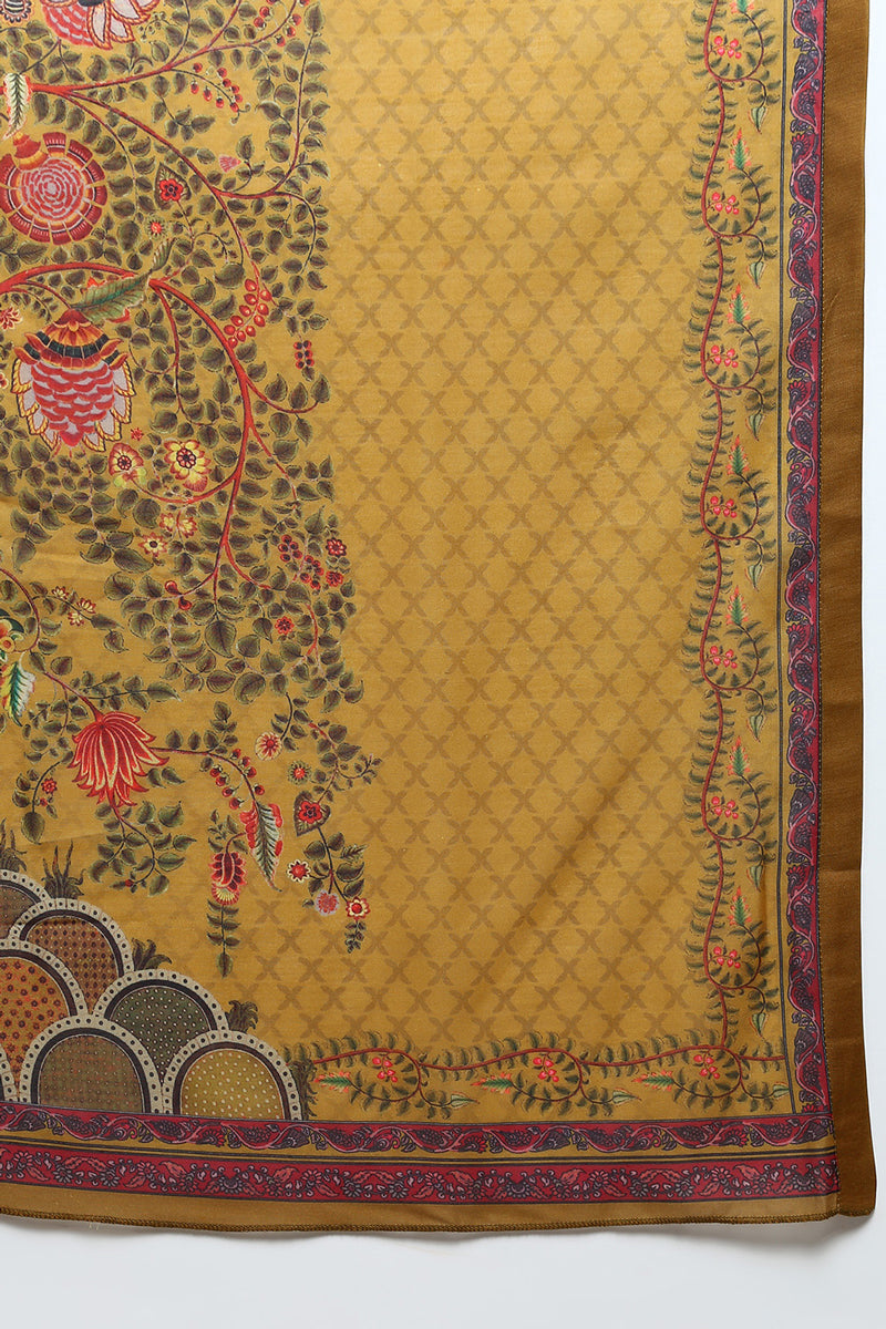 Women's Cotton Olive Embroidered Straight Kurta Pant With Dupatta - Rasiya - Distacart