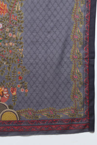 Thumbnail for Women's Cotton Grey Embroidered Straight Kurta Pant With Dupatta - Rasiya - Distacart