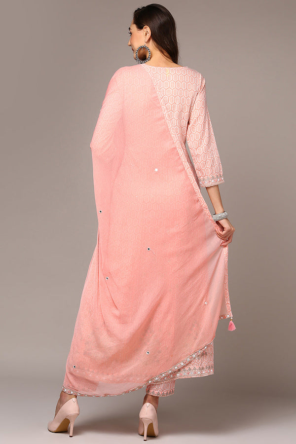 Ahika Cream Pure Cotton Printed Flared Suit Set main image 1