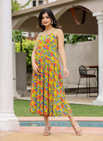 Thumbnail for Kaajh Women's Floral Green Hand Block Print Sleeveless Dress - Distacart