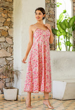 Thumbnail for Kaajh Women's Floral Pink Hand Block Print Sleeveless Dress - Distacart